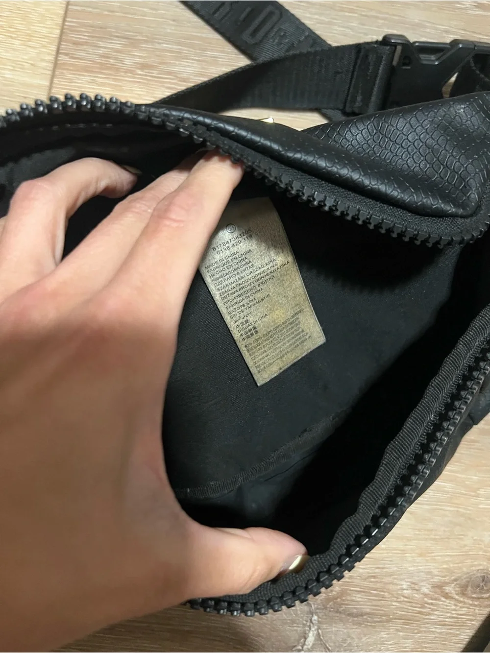 Jordan Black Leatherette Belt Bag with Gold Jumpman Accents